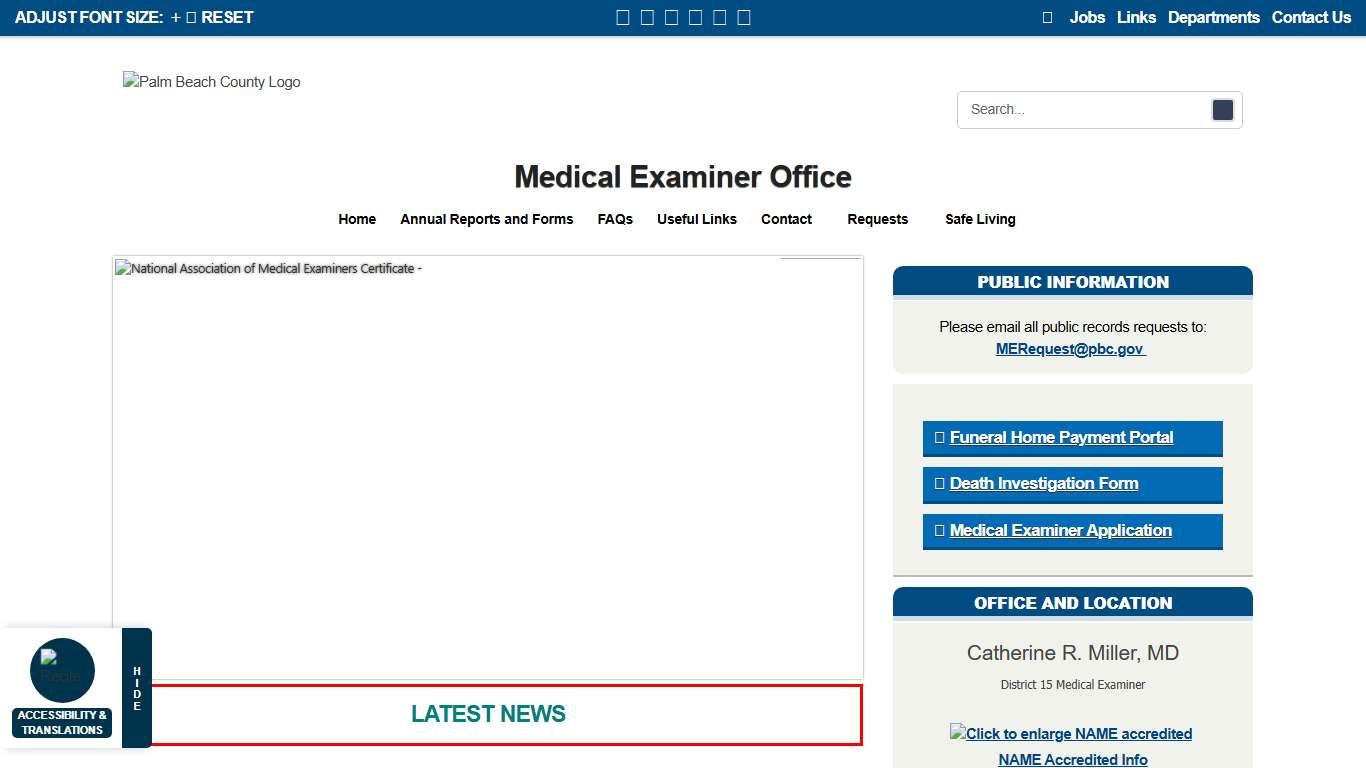 Medical Examiner Office Home